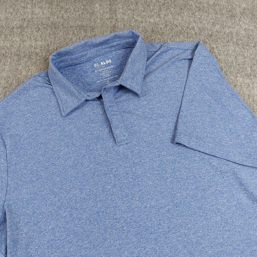 01.Algo Polo Shirt Men's XL Blue Performance Golf Short Sleeve UV SPF 40